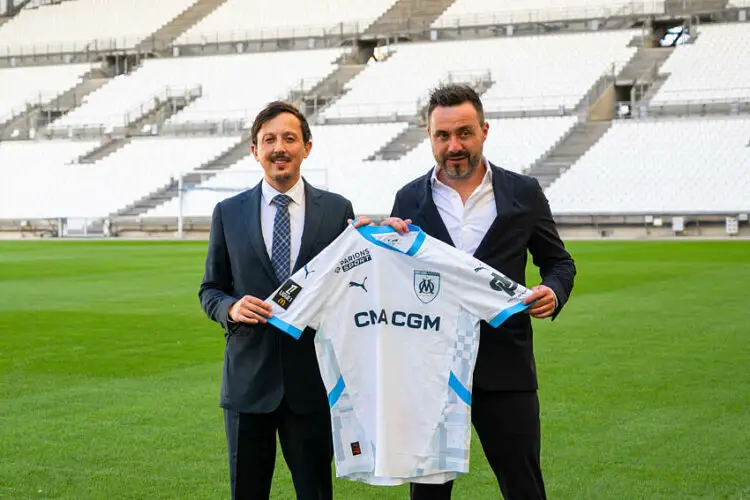 Pablo Longoria et  Roberto de Zerbi avec l'OM - Photo by Icon Sport