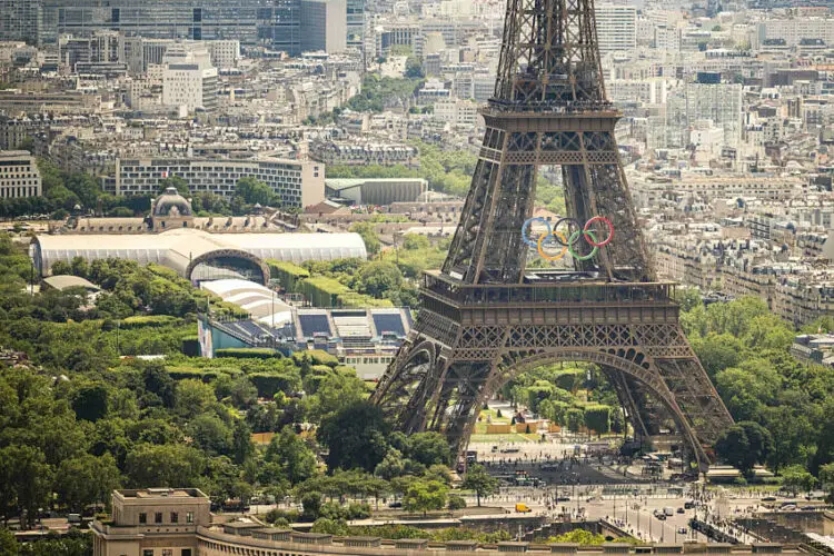 Eiffel Tower with Paris 2024 Olympics Rings - Photo by Icon Sport