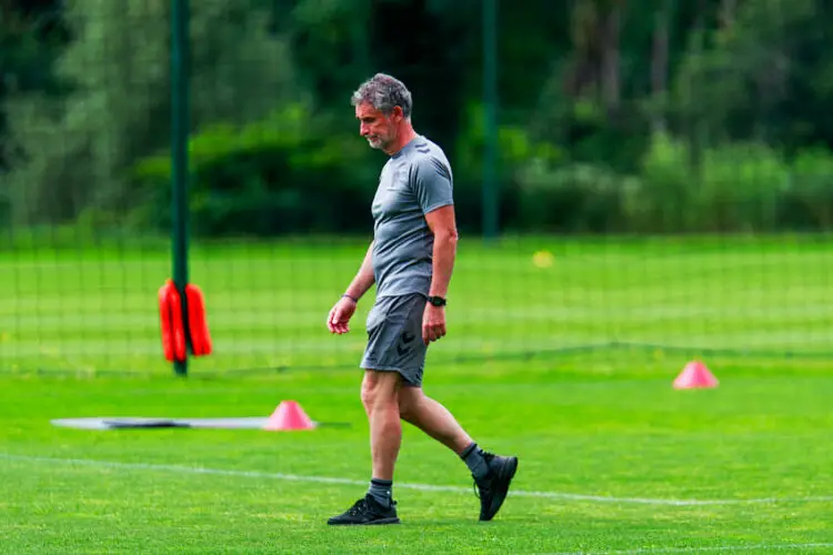 Olivier DALL’OGLIO coach of Saint Étienne  during the training session of AS Saint-Etienne on July 11, 2024 in Saint-Etienne, France. (Photo by Romain Biard/Icon Sport)   - Photo by Icon Sport