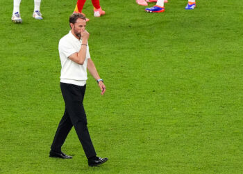 England manager Gareth Southgate reacts following defeat in the UEFA Euro 2024 final match at the Olympiastadion, Berlin. Picture date: Sunday July 14, 2024.   - Photo by Icon Sport