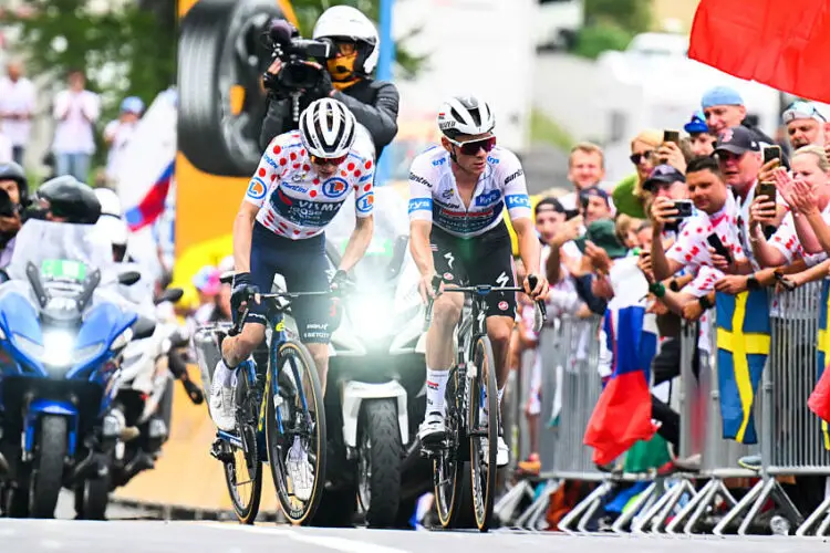 19-07-2024 Tour De France; Tappa 19 Embrun - Isola 2000; 2024, Soudal - Quick Step; 2024, Visma - Lease A Bike; Evenepoel, Remco; Vingegaard, Jonas; Isola 2000;    Photo by Icon Sport   - Photo by Icon Sport