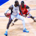 USA's LeBron James and Germany's Dennis Schroder in action during the 2024 USA Basketball Showcase at the O2 Arena, London. Picture date: Monday July 22, 2024.   Photo by Icon Sport   - Photo by Icon Sport