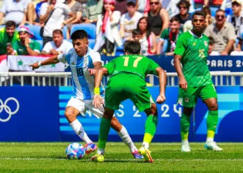 Thiago ALMADA of Argentina  during Paris 2024 Olympic Games match between Argentina U23 and Iraq U23 at Groupama Stadium on July 27, 2024 in Lyon, France. (Photo by Romain Biard/Icon Sport)   - Photo by Icon Sport