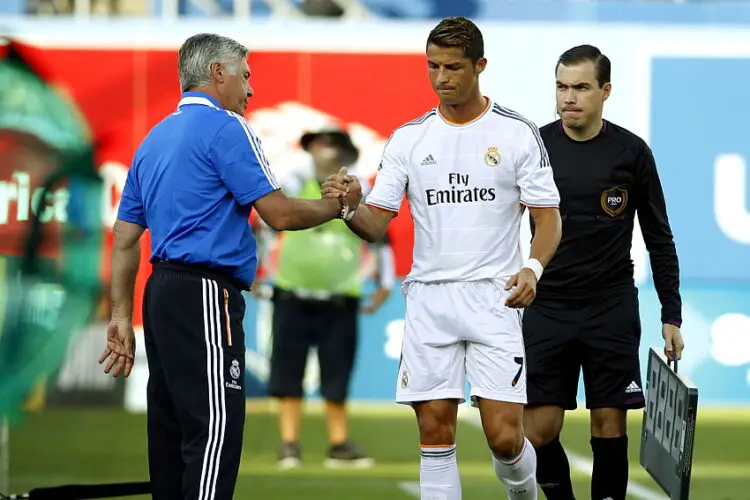 Carlo Ancelotti / Cristiano Ronaldo - 03.08.2013 - Real Madrid / Everton - Photo by Icon Sport