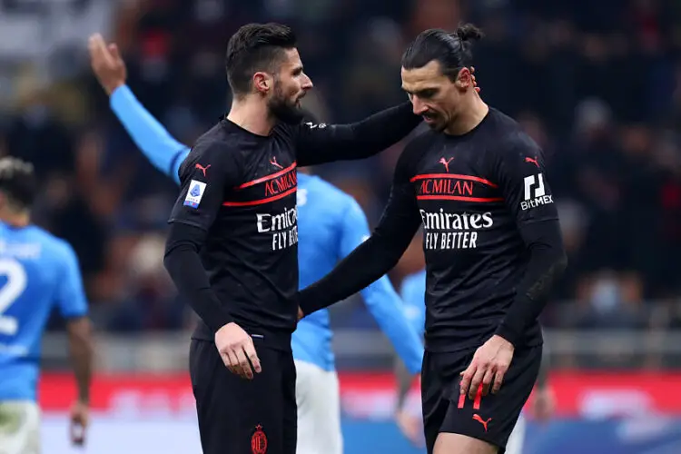 Giroud et Zlatan avec l'AC Milan - Photo by Icon Sport