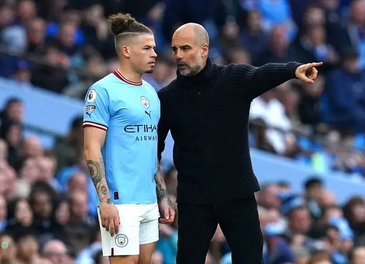 Pep Guardiola et Kalvin Phillips - Photo by Icon Sport