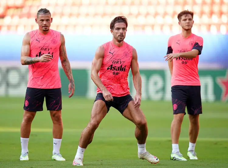 Kalvin Phillips, Jack Grealish et James McAtee avec Manchester City en 2024  - Photo by Icon Sport