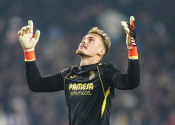 Filip Jorgensen of Villarreal CF during the La Liga EA Sports match between FC Barcelona and Villarreal CF played at Lluis Companys Stadium on January 27, 2024 in Barcelona, Spain. (Photo by Sergio Ruiz / Pressinphoto / Icon Sport) - Photo by Icon Sport   - Photo by Icon Sport