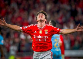 João Neves avec le maillot du Benfica  ( Pedro Rocha / Global Imagens ) - Photo by Icon Sport