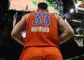 Apr 3, 2024; Boston, Massachusetts, USA; Oklahoma City Thunder forward Gordon Hayward (33) gets set to inbound the ball during the first half against the Boston Celtics at TD Garden. Mandatory Credit: Bob DeChiara-USA TODAY Sports/Sipa USA   - Photo by Icon Sport