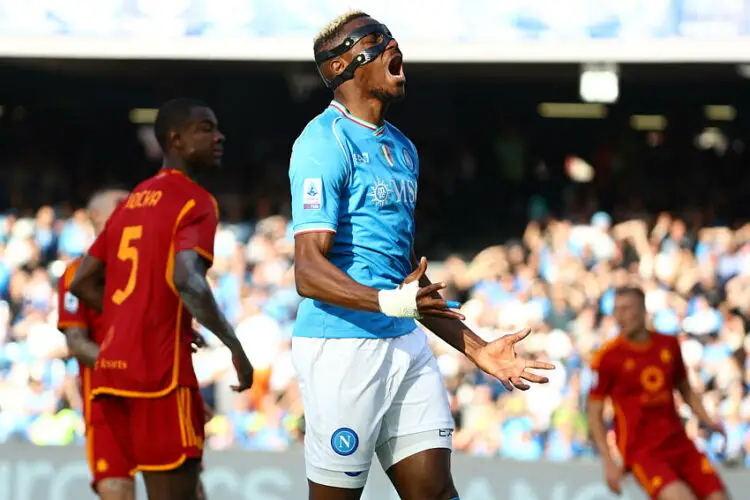 Victor Osimhen avec le maillot de Naples  (Photo by Alessandro Garofalo/Lapresse)   - Photo by Icon Sport