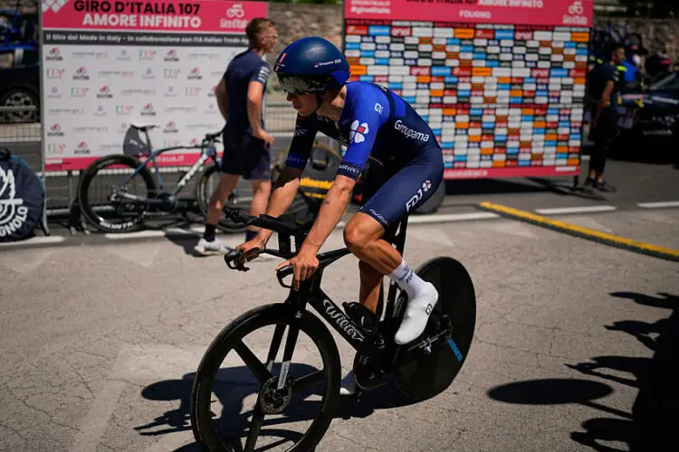 Pithie Laurence (Team Groupama - Fdj) warming up before  during the stage 7 of the of the Giro d'Italia from  Foligno to Perugia (ITT) , May 10, 2024 Italy. (Photo by Marco Alpozzi/Lapresse)   - Photo by Icon Sport