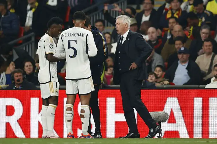 Ancelotti avec Vinicius et Bellingham au Real Madrid - Photo by Icon Sport