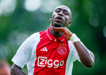 OLDEBROEK , 09-07-2024 , Sportpark Bovenmolen , Friendly match , season 2024 / 2025 , Football . Match between Ajax and STVV . Ajax player Carlos Forbs scores the 3-0   - Photo by Icon Sport