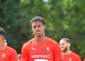 Warmed Omari of Rennes during the friendly match between Rennes and Laval on July 20, 2024 in Dinard, France. (Photo by Philippe Le Brech/Icon Sport)   - Photo by Icon Sport