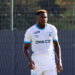 Faris Moumbagna avec le maillot de l'OM (Photo by Kenny Sika/Icon Sport)   t