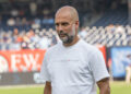 Manager of Manchester City Pep Guardiola seen before friendly match against AC Milan at Yankee Stadium in New York on July 27, 2024. AC Milan won 3 - 2. It was the second loss by Manchester City during a pre-season tour of The US following a loss to Celtic three days prior. This game was part of the Soccer Champions tour sponsored by Directv. (Photo by Lev Radin/Sipa USA)   - Photo by Icon Sport