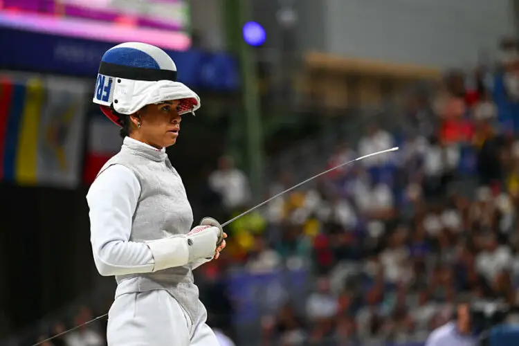 Ysaora THIBUS of France looks dejected during the Paris Olympic Games 2024 - Day 2 at Grand Palais on July 28, 2024 in Paris, France. (Photo by Anthony Dibon/Icon Sport)   - Photo by Icon Sport