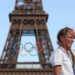 (240729) -- PARIS, July 29, 2024 (Xinhua) -- Gold medalist Pauline Ferrand Prevot of France cries at Champions Park for the Paris 2024 Olympic Games in Paris, France, July 29, 2024. (Xinhua/Li Ying)   - Photo by Icon Sport