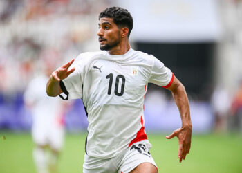 Ibrahim Adel avec le maillot de l'Égypte (Photo by Loic Cousin/Icon Sport)