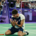 (240731) -- PARIS, July 31, 2024 (Xinhua) -- Toma Junior Popov of France celebrates after the badminton men's singles group play stage match against Anthony Sinisuka Ginting of Indonesia at Paris 2024 Olympic Games in Paris, France, July 31, 2024. (Xinhua/Ren Zhenglai)   - Photo by Icon Sport