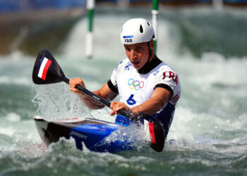 France's Titouan Castryck during the Men's Kayak Single Semi final at the Vaires-sur-Marne Nautical Stadium on the sixth day of the 2024 Paris Olympic Games in France. Picture date: Thursday August 1, 2024.   - Photo by Icon Sport