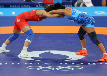 Vinesh Phogat, en rouge (Photo by Icon Sport)