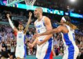 Victor Wembanyama (France), Nicolas Batum (France) et Andrew Albicy (France)   - Photo by Icon Sport