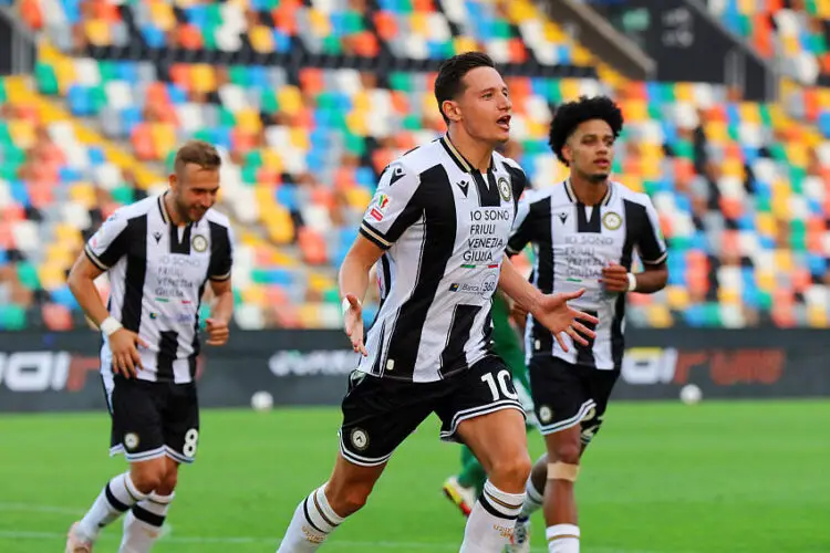 Florian Thauvin avec le maillot de l'Udinese (Andrea Bressanutti/LaPresse)   - Photo by Icon Sport