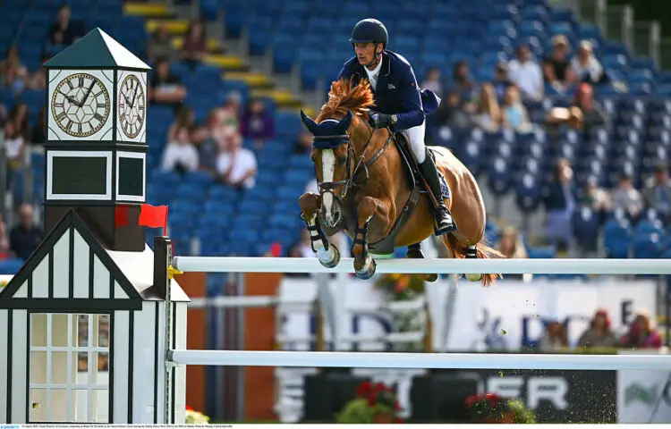 14 August 2024; Daniel Deusser of Germany competing on Bingo Ste Hermelle in the Sport Ireland Classic during the Dublin Horse Show 2024 at the RDS in Dublin. Photo by Shauna Clinton/Sportsfile   - Photo by Icon Sport