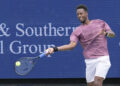 August  16, 2024:  Gael Monfils (FRA) defeated Carlos Alcaraz (ESP) 4-6, 7-6, 6-4, at the Cincinnati Open being played at Lindner Family Tennis Center in Mason, Ohio. ?Leslie Billman/Tennisclix/CSM/Sipa USA (Credit Image: ? Leslie Billman/Cal Sport Media/Sipa USA)   - Photo by Icon Sport