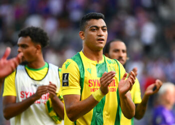 Mostafa Mohamed avec le maillot de Nantes (Photo by Anthony Dibon/Icon Sport)