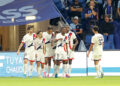 35 Lucas BERALDO (psg) - 17 VITINHA (psg) - 10 Ousmane DEMBELE (psg) - 23 Randal KOLO MUANI (psg) during the Ligue 1 McDonald's match between Le Havre and Paris at Stade Oceane on August 16, 2024 in Le Havre, France. (Photo by Loic Baratoux/FEP/Icon Sport)   - Photo by Icon Sport