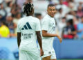 Vinicius Junior and Kylian Mbappe of Real Madrid CF during the La Liga EA Sports match between Real Madrid and Real Valladolid played at Santiago Bernabeu Stadium on August 25, 2024 in Madrid, Spain. (Photo by Cesar Cebolla / Pressinphoto / Icon Sport)   - Photo by Icon Sport