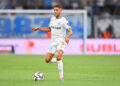 Amine Hart avec le maillot de l'OM (Photo by Philippe Lecoeur/FEP/Icon Sport)