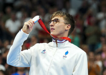 Alex PORTAL of France celebrates during the Paris 2024 Paralympic Games - Swimming at Paris La Defense Arena on August 29, 2024 in Nanterre, France. (Photo by Hugo Pfeiffer/Icon Sport)   - Photo by Icon Sport