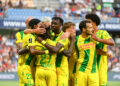 27 Moses SIMON (fcn) - 10 Tino Kadewere (fcn) - 05 Pedro CHIRIVELLA BURGOS (fcn) - 08 Johann LEPENANT (fcn) during the Ligue 1 McDonald's match between Montpellier and Nantes at Stade de la Mosson on August 31, 2024 in Montpellier, France. (Photo by Sylvain Thomas/FEP/Icon Sport)   - Photo by Icon Sport