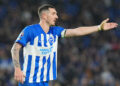 Brighton and Hove Albion's Lewis Dunk during the Premier League match at Amex Stadium, Brighton. Picture date: Saturday April 6, 2024.   - Photo by Icon Sport