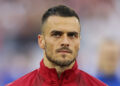 Filip Kostic of Serbia looks on prior to the UEFA EURO 2024 group stage match between Serbia and England at Arena AufSchalke on June 16, 2024 in Gelsenkirchen, Germany. (Photo by Pedja Milosavljevic/DeFodi Images)   - Photo by Icon Sport