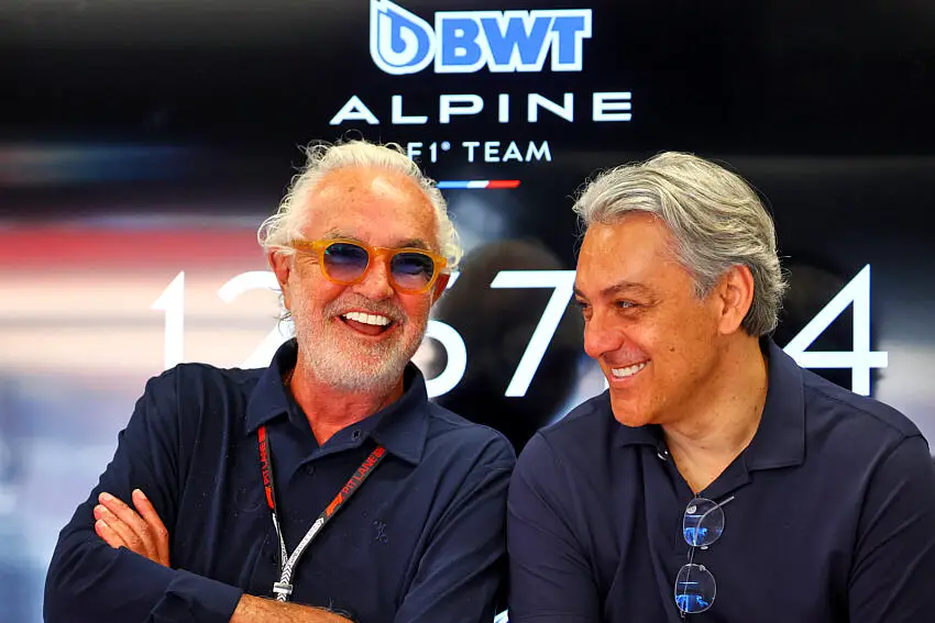 (L to R): Flavio Briatore (ITA) Alpine F1 Team Executive Advisor with Luca de Meo (ITA) Groupe Renault Chief Executive Officer.  22.06.2024. Formula 1 World Championship, Rd 10, Spanish Grand Prix, Barcelona, Spain, Qualifying Day.  - www.xpbimages.com, EMail: requests@xpbimages.com © Copyright: Batchelor / XPB Images   - Photo by Icon Sport