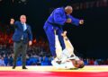 Teddy Riner après sa victoire contre Guram Tushishvili aux JO 2024 - Photo by Icon Sport