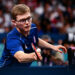 Alexis LEBRUN of France during the men's team bronze medal Tennis Table team match of Paris 2024 Olympic Games at South Paris Arena on August 9, 2024 in Paris, France. (Photo by Baptiste Fernandez/Icon Sport)   - Photo by Icon Sport