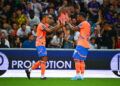 Mason Greenwood et Derek Cornelius avec l'OM à Toulouse - Photo by Icon Sport