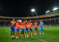 Les Marseillais fêtent leur victoire contre Toulouse (Photo by Anthony Dibon/Icon Sport)