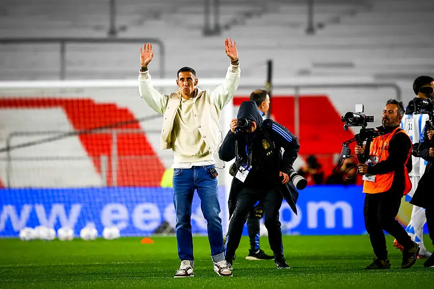 Angel Di Maria, former Argentina player, seen before the match between Argentina and Chile as part of Fifa World Cup 2026 Qualifiers at Estadio Mas Monumental. Final score: Argentina 3 - 0 Chile (Photo by Roberto Tuero / SOPA Images/Sipa USA)   Photo by Icon Sport   - Photo by Icon Sport