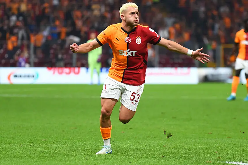 Baris Alper Yilmaz of Galatasaray celebrates after scoring the first goal of his team during the Turkish Super League match between Galatasaray and Gaziantep FK at Rams Park Stadium on September 17, 2024 in Istanbul, Turkey. (Photo by Seskimphoto )   - Photo by Icon Sport