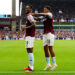 Aston Villa's Jhon Duran (left) celebrates after scoring his sides third goal of the game during the Premier League match at Villa Park, Birmingham. Picture date: Saturday September 21, 2024.   - Photo by Icon Sport