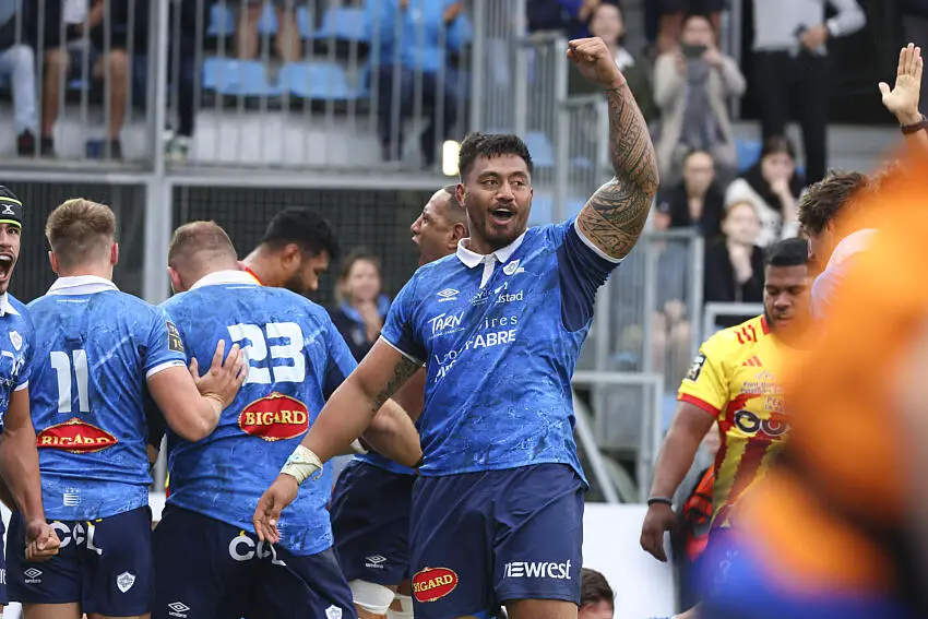 Abraham Papali'i during the Top 14 match between Castres and Perpignan at Stade Pierre Fabre on September 21, 2024 in Castres, France. (Photo by Laurent Frezouls/Icon Sport)   - Photo by Icon Sport