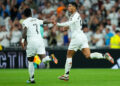 Vinicius Junior and Jude Bellingham of Real Madrid CF during the La Liga EA Sports match between Real Madrid and RCD Espanyol played at Santiago Bernabeu Stadium on September 21, 2024 in Madrid, Spain. (Photo by Juan Perez / Pressinphoto / Icon Sport)   - Photo by Icon Sport