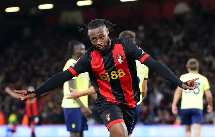 Bournemouth's Antoine Semenyo celebrates scoring their side's third goal of the game during the Premier League match at the Vitality Stadium, Bournemouth. Picture date: Monday September 30, 2024.   - Photo by Icon Sport